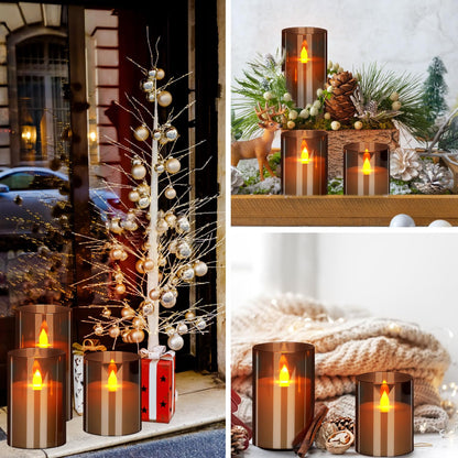 wemarry Flameless Candles, Acrylic Pillars, 3-Pack with Remote