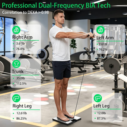 DEKABR Smart Body Composition Scale – BMI, Body Fat, Muscle Mass, TFT LCD Handle, 57 Metrics, Black