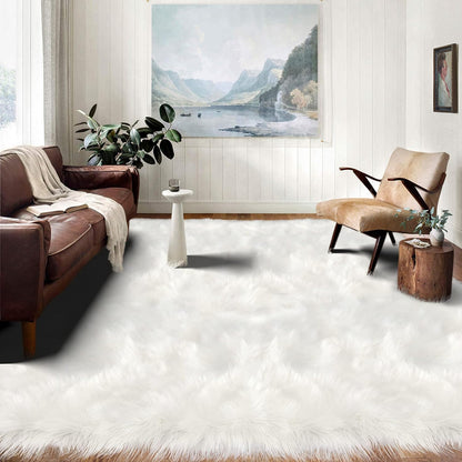 Latepis 10x14 Area Rugs White Faux Fur Washable Super Large Rug for Living Room Fluffy Shag Bedroom Rug Sheepskin Rugs for Sofa Office Entertainment Room, Rectangle