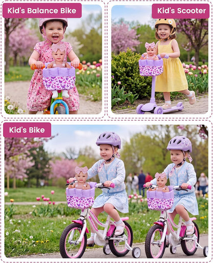 BABESIDE Doll Bike Seat for 12-Inch Dolls, Bicycle & Scooter Doll Carrier with Adjustable Straps, Soft Machine-Washable Fabric for Kids, 3.52 oz