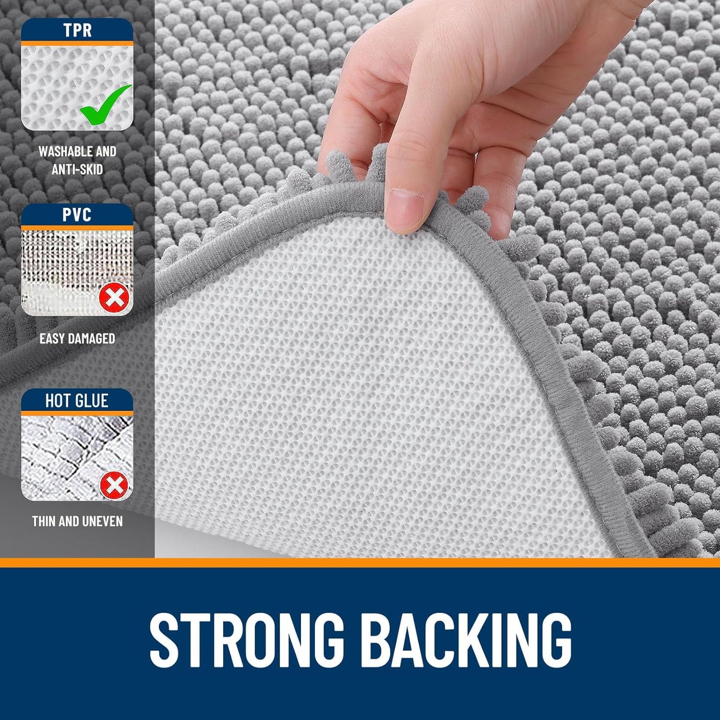 OLANLY Bathroom Rug 30 x 20 Extra Soft Chenille Bath Mat