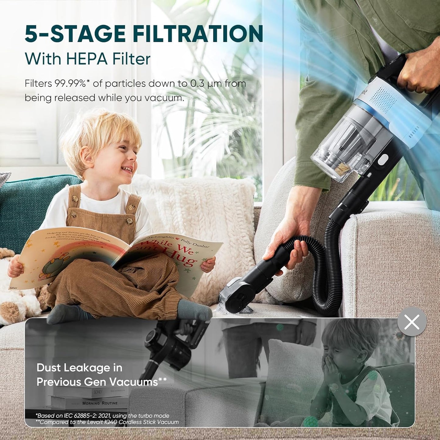 LEVOIT AERO™ Cordless Vacuum, Auto-Empty Station, Up to 70 Minutes, Premium Ultra Suction for Pet Hair, HEPA Filter, TripleStrike™ Anti-Tangle Brush, Sealed Dust Storage, Carpets & Hard Floors