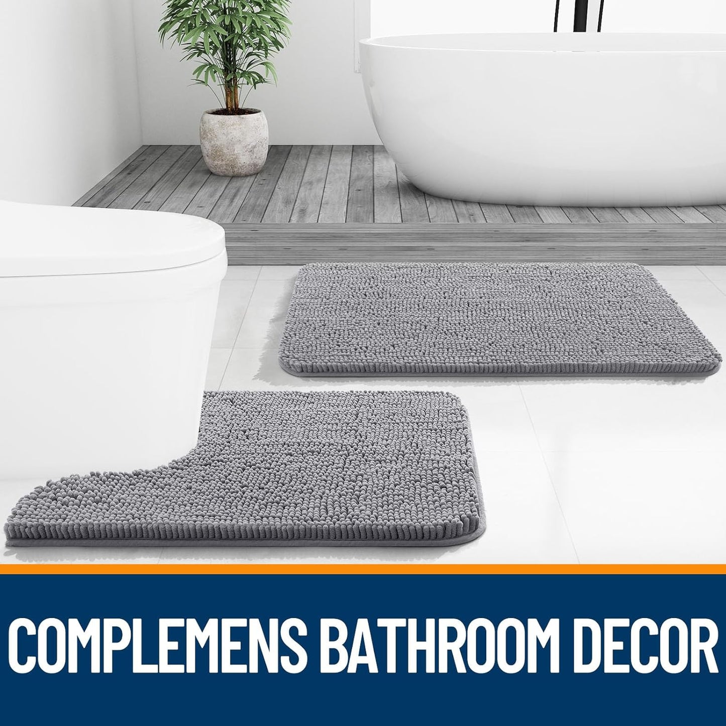 OLANLY Bathroom Rug 30 x 20 Extra Soft Chenille Bath Mat