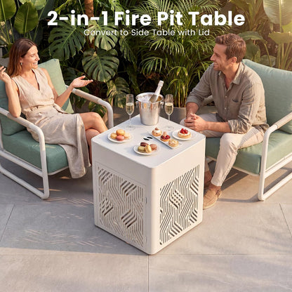 18" Propane Fire Pit Table, 45,000 BTU Outdoor Gas Fire Table with Wind Guard, Lid, Waterproof Cover & Fire Glass Beads, Aluminum Patio Firepit for Balcony Deck Garden, Fits 20 lb Propane Tank
