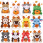 Blueweenly 24-Piece Mini Thanksgiving Stuffed Animal Bulk Set, 12 Fall Animal Designs, Small Plush Keychain Ornaments for Party Favors, Gifts & Fall Decorations