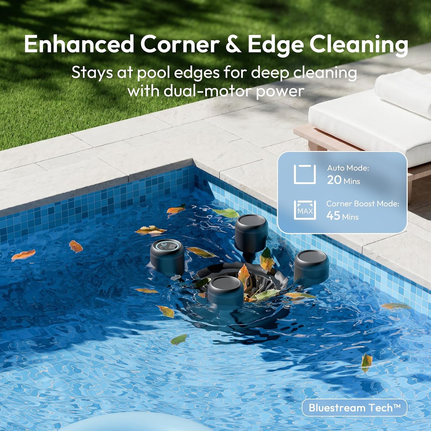 (2026 New) BUBLUE F10 Automatic Pool Skimmer Robot,Robotic Pool Skimmer with 5L Filter, App Control,Powerful Suction,Dual Cleaning Modes, AI Navigation,Ideal for In-Ground & Above-Ground Pools,Black
