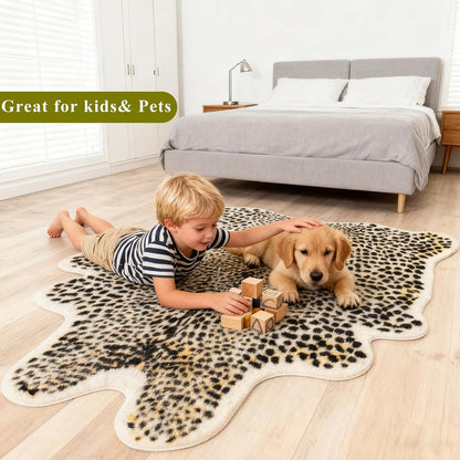 Leopard Print Rug, Cheetah Rugs 5.2x6.8ft Faux Cowhide Skin Animal Carpet