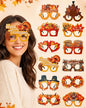 Mega-L 12-Pack Thanksgiving Fall Eyeglasses, Assorted Turkey & Maple Leaf Party Glasses for Adults & Teens, Friendsgiving & Autumn Photo Booth Accessories