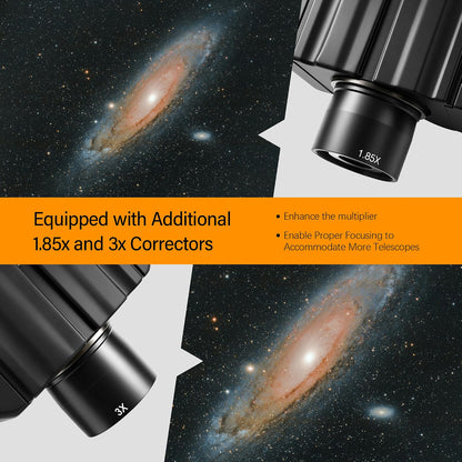 Astromania Stereo Binoviewer for 1.25" Telescope Eyepieces, Binocular Viewer with Two 32mm Plossl Eyepieces, 1.85x & 3x Correctors, Multi-Coated BAK-4 Prisms