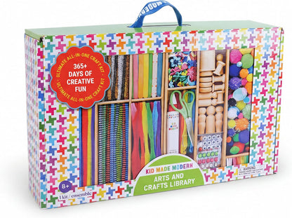 Kid Made Modern Arts and Craft Kit, Creative Essentials Craft Supply Library with Beads, Pom Poms, Pipe Cleaners, Sequins, Googly Eyes & More, DIY Art Kit for Kids Ages 8+