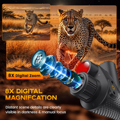 Wurapl 4K Night Vision Monocular for Adults, Digital Infrared Night Vision Device with Starlight Sensor, 7-Level IR Brightness, 8X Digital Zoom, 300–400M Viewing Range, IP54, for Hunting, Wildlife & Outdoor Use