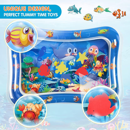 Infinno Inflatable Tummy Time Water Mat, Baby Sensory Toy for 3–24 Months, Leakproof BPA-Free PVC Water Play Mat for Tummy Time, Portable Baby Developmental Activity Mat