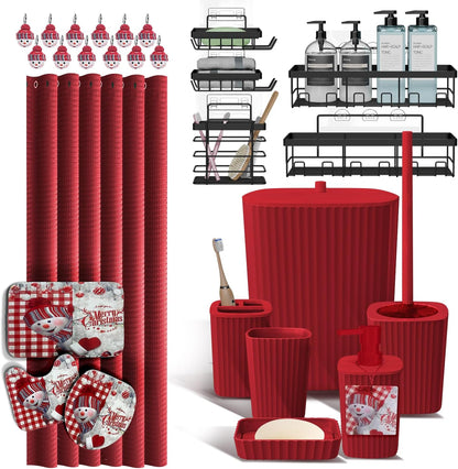 Clara Clark Black Bathroom Set, Shower Curtain Set, Bathroom Accessory Set