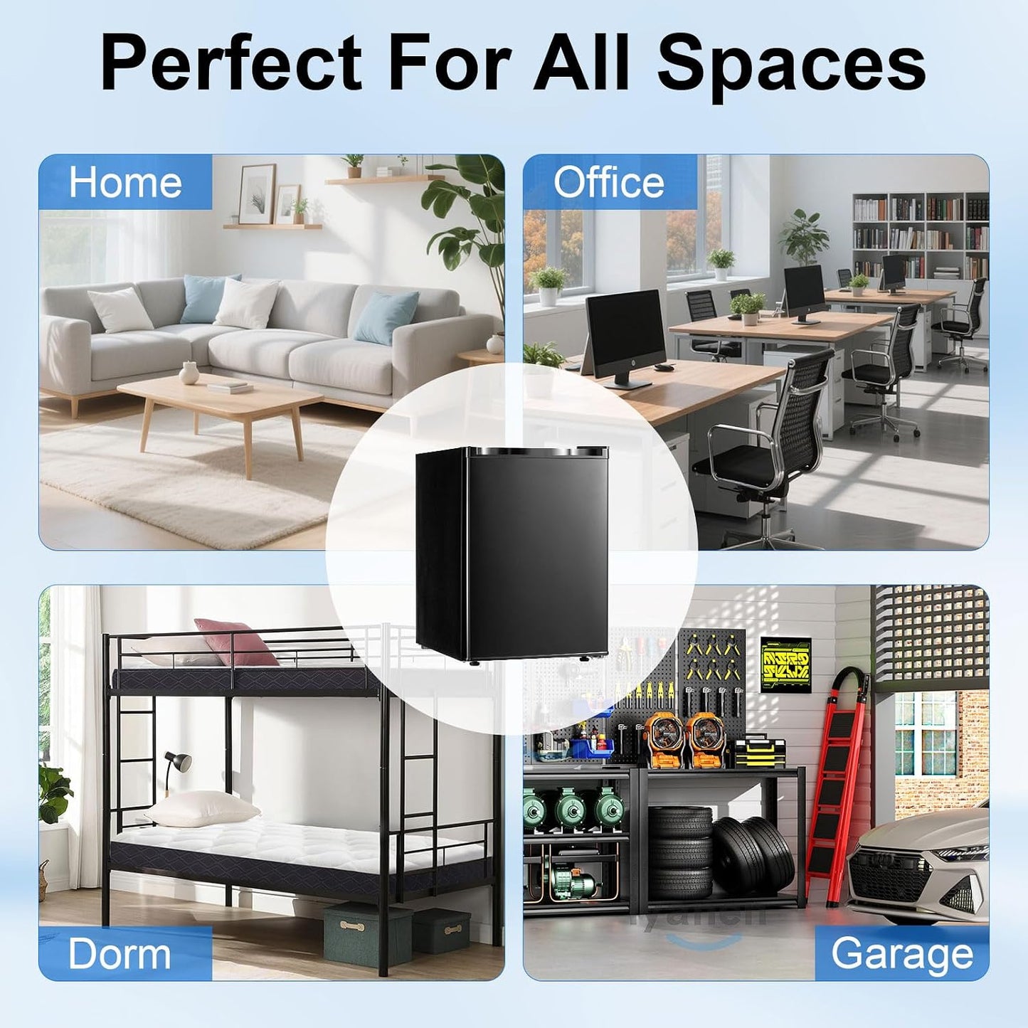 OGHLY 2.1 Cu Ft Upright Freezer, Small Mini Freezer with Removable Shelf Compact Standing Freezer with 7 Adjustable Temperature, Reversible Door, for Bedroom Office Apartment, Black
