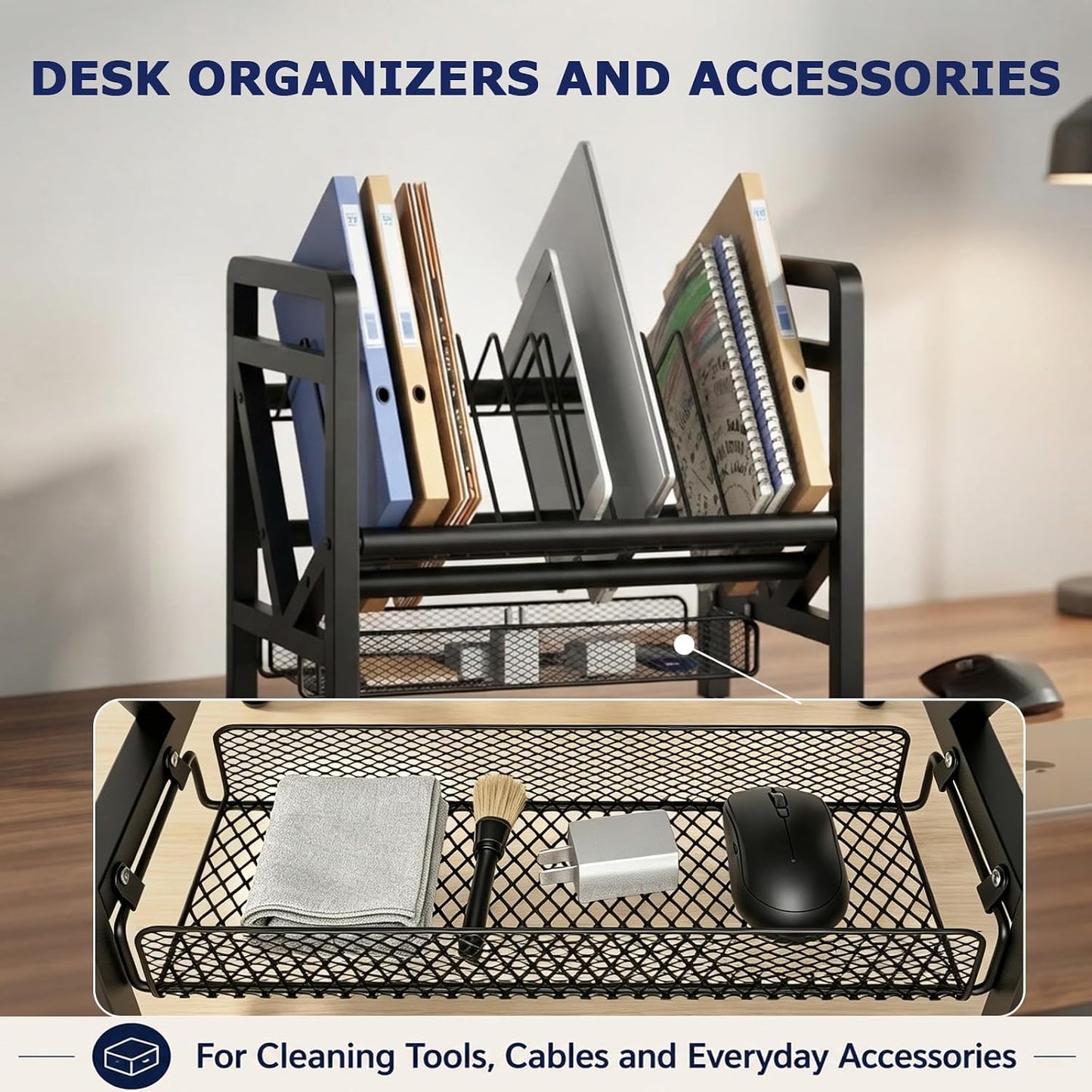 Vertical Laptop Stand, Laptop Storage Rack 12-Device Open Charging Station for Chromebooks/Tablets, File Folder Organizer, Desk Organizer