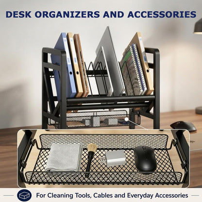 Vertical Laptop Stand, Laptop Storage Rack 12-Device Open Charging Station for Chromebooks/Tablets, File Folder Organizer, Desk Organizer