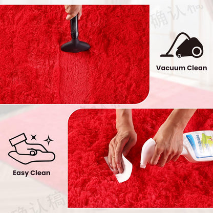 Red 8x10 Area Rugs for Living Room Bedroom, Soft Plush Fluffy Large Rug Shag Upgrade Non-Slip Thick Fuzzy Carpet for Nursery Room Dorm Room, Kids Girls and Boys Home Decor Indoor Home Aesthetic