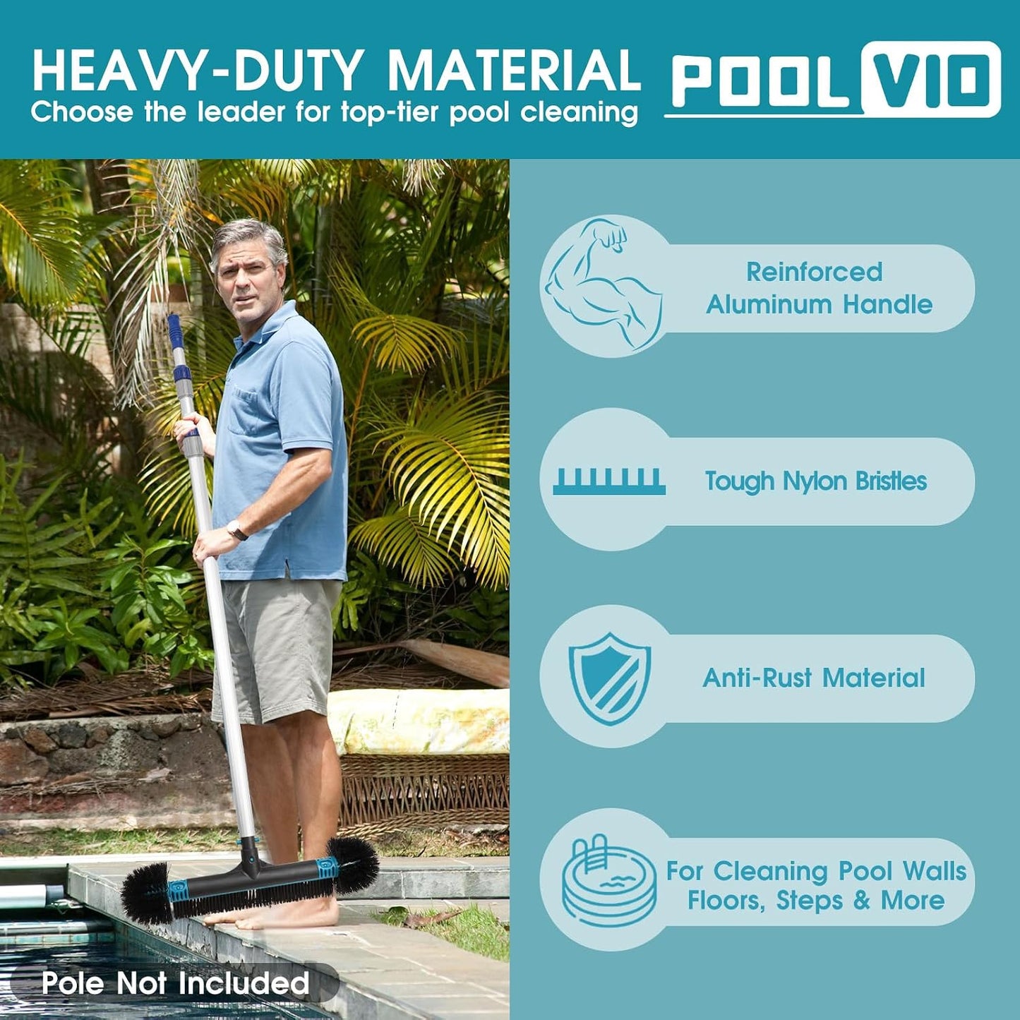 HyperionFlo Essentials 20-Inch 2-in-1 Pool Brush Head