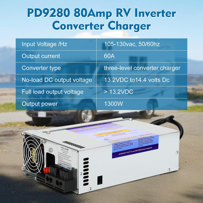 PD9280AV 80Amp RV Inverter Converter Charger, Intelligent Rv Converter/Charger for Lead Acid Battery, Compatible with PD9280AV and PD9200 Series Power Converter/Charger for RV Camper Caravans