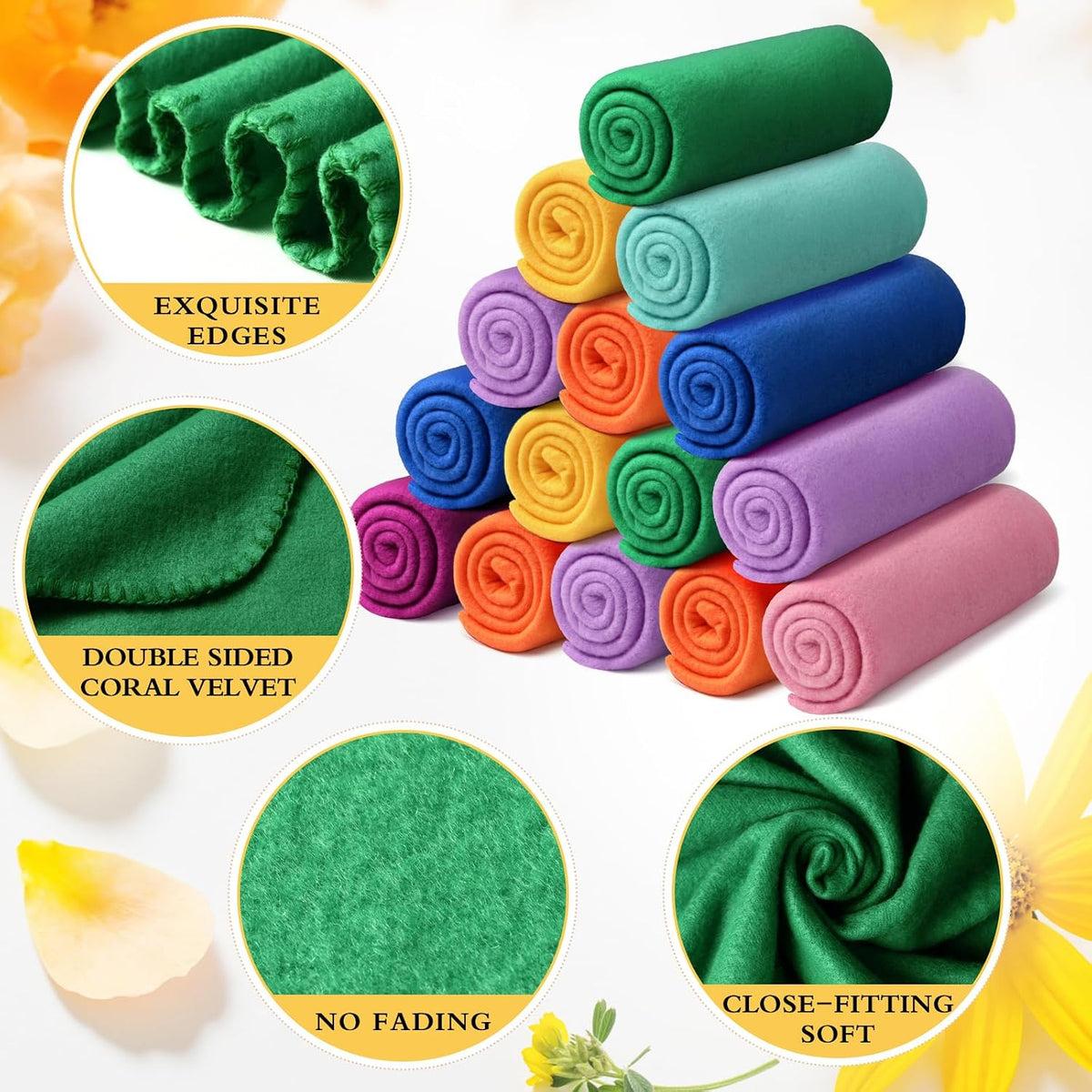 Kinlop 40 Packs Fleece Blanket Bulk 60 x 50 Inch Soft Lightweight Fleece Cozy Blanket Warm Throw Plush Pet Throw for Bed Couch Sofa Home Office Wedding Gifts Travel Camping(Stylish Color,80 Packs)