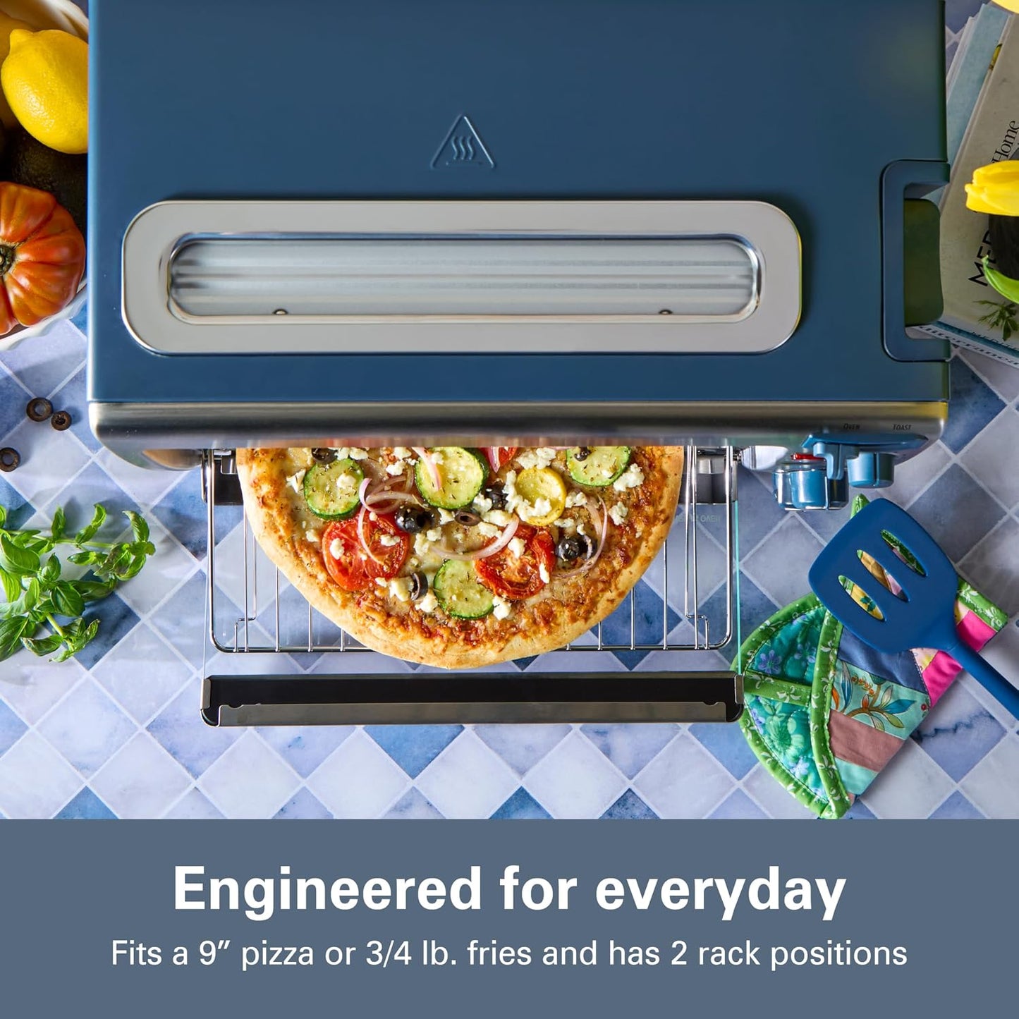 Hamilton Beach 2-in-1 Countertop Toaster Oven and Long Slot 2 Slice Toaster Bake, Broil Toast | 2 Rack Positions | 60 Minute Timer | Automatic Shut Off | Shade Selector | Kitchen Makeover Blue | 31158J