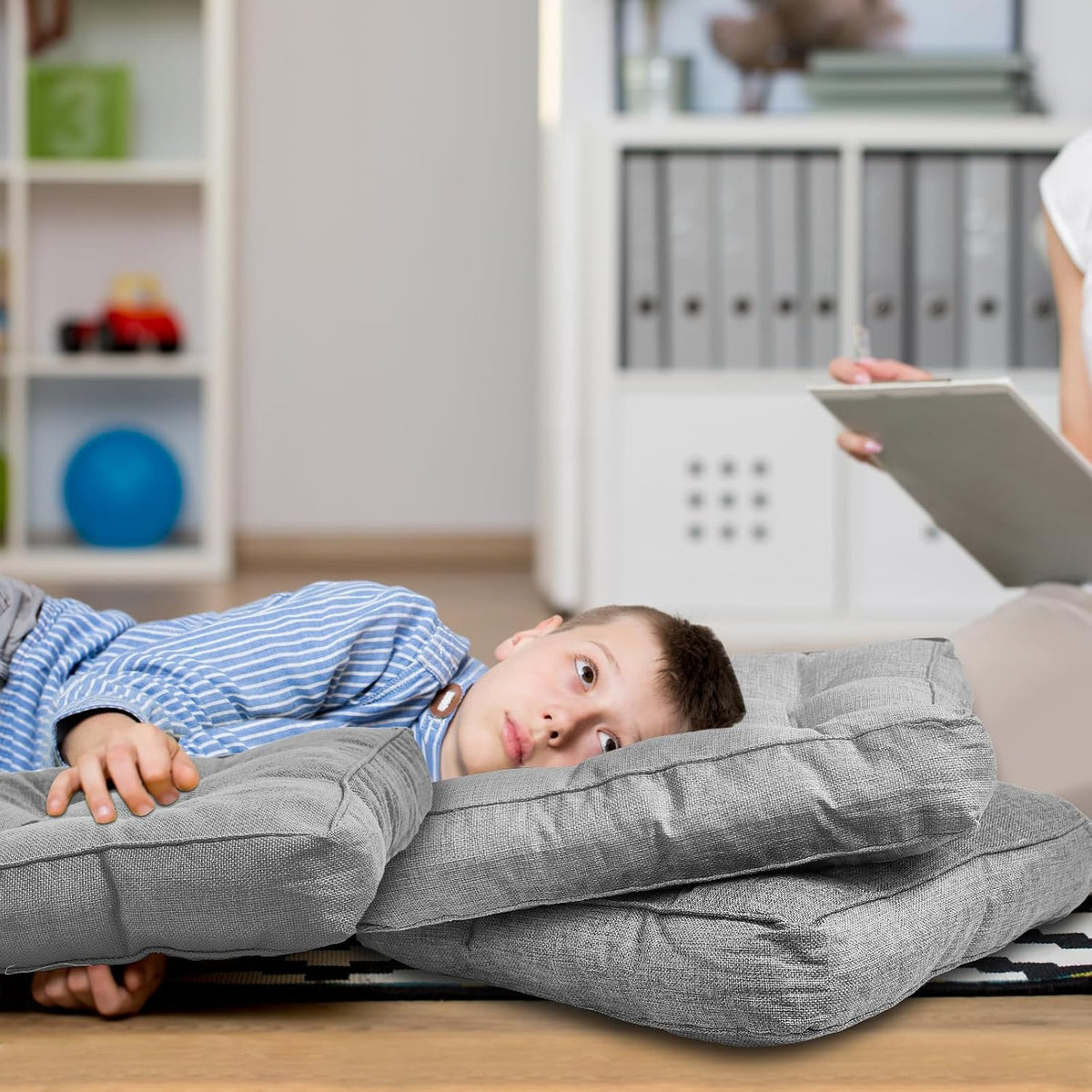 Juexica 8 Pack Floor Cushions for Kid 3.5",Grey,Square Extra Thick Floor Pillows, Flexible Seating Cushion, Flexible Seating Classroom Furniture, Meditation Cushion for Home Office