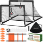 Bearwill Kids Soccer Goal Set of 2, 4 x 3 FT Portable Pop-Up Soccer Goals with Ball, Pump, Agility Ladder, Cones, Targets & Carry Bag