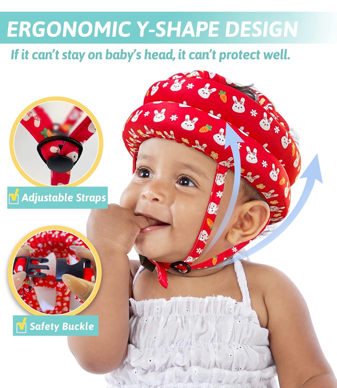 Simply Kids Baby Head Protector Helmet for Crawling, Walking & Running, Adjustable Infant Safety Headguard, Fox, Small