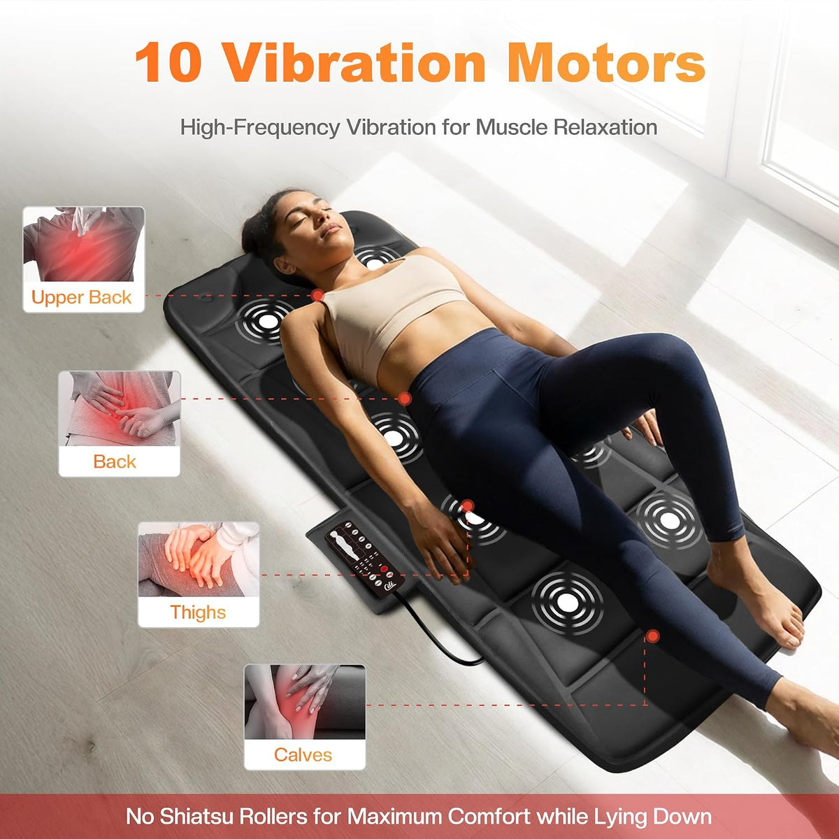 CILI Full Body Massage Mat with Heat, 59" Vibration Massage Pad, 10 Motors, 5 Modes, 3 Intensities, Graphene Heating, Back, Hip & Leg Massager