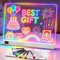 Cosmody Rechargeable LED Drawing Board for Kids Ages 3+, 16-Inch Light Up Neon Drawing Pad with 8 RGB Colors & 6 Modes, Tracing Book, Markers & Stand, White