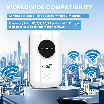 HyperionFlo Essentials 4G LTE Mobile WiFi Hotspot, Unlocked Portable Cellular Router with Nano-SIM Slot, 25-Device Support, 2100mAh Battery, White