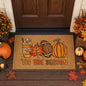 Tinideya Fall Football Door Mat, 29 x 17 Inch Outdoor Welcome Mat with Fall Leaves, Pumpkin & Football Design, Non-Slip PVC Backing, Brown