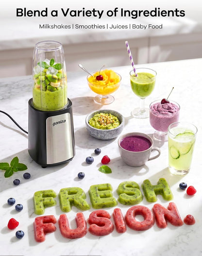 Ganiza 14-Piece 900W Personal Smoothie Blender, Black Silver