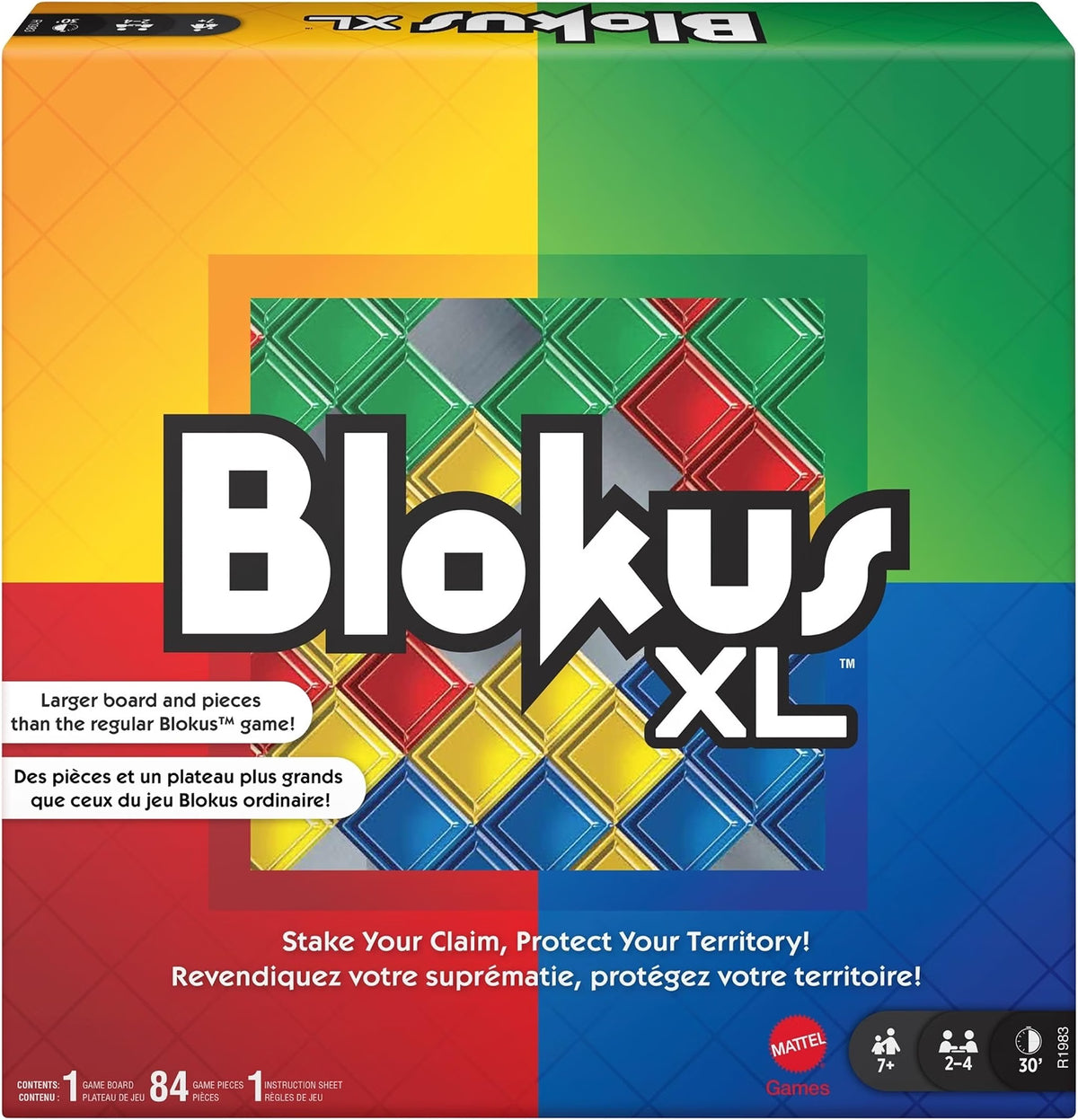 Mattel Games Blokus XL Board Game, Oversized 12 x 12 Inch Strategy Game for Ages 7+, 2–4 Players, Family Indoor Board Game