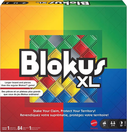 Mattel Games Blokus XL Board Game, Oversized 12 x 12 Inch Strategy Game for Ages 7+, 2–4 Players, Family Indoor Board Game
