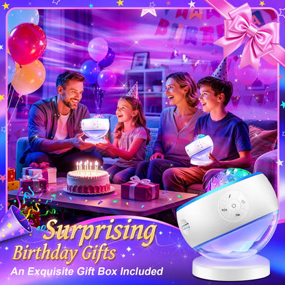 COOLNIGHT LED Aurora Sensory Light Galaxy Projector, 7-in-1 Northern Lights Star & Moon Projector with Bluetooth 5.3 Speaker, White Noise Sound Machine, Remote & Timer