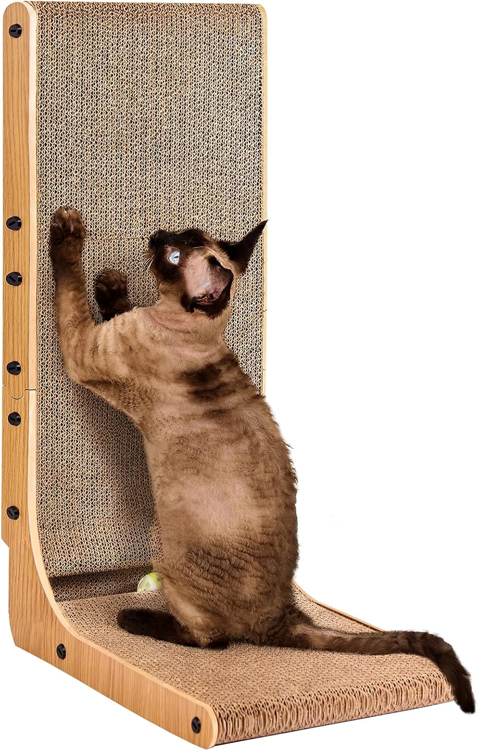 EHEYCIGA Cardboard Cat Scratcher for Indoor Cats, 26.8 Inch L-Shaped Cat Scratching Board, Brown