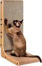 EHEYCIGA Cardboard Cat Scratcher for Indoor Cats, 26.8 Inch L-Shaped Cat Scratching Board, Brown