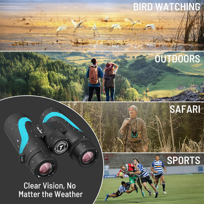 Tinllaans 15x55 UHD Binoculars with Phone Adapter, High-Powered BAK4 Prism Binoculars, 8° Wide Angle, IPX7 Waterproof & Fogproof, Fully Multi-Coated, Blue
