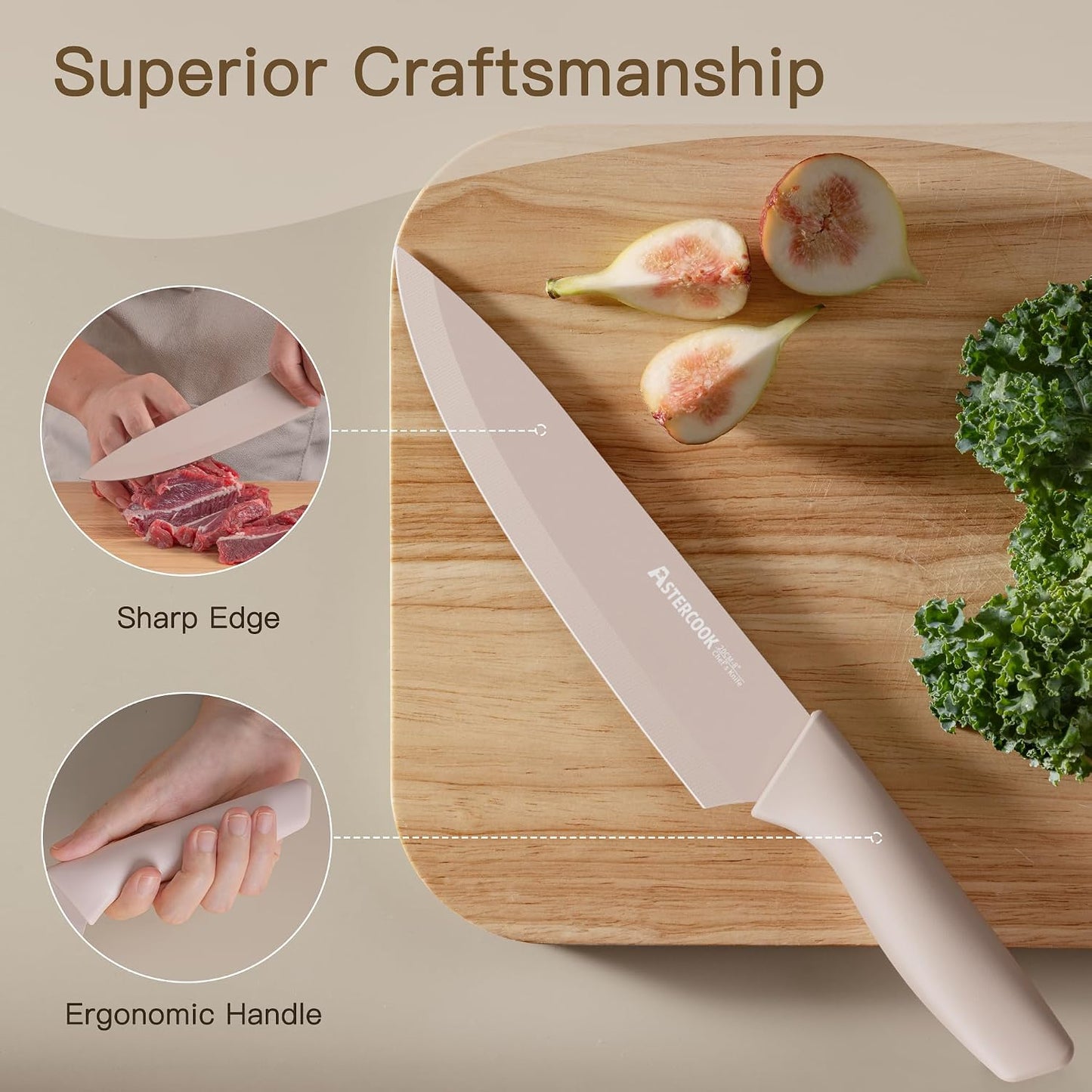 Astercook 13-Piece Kitchen Knife Set with Blade Guards