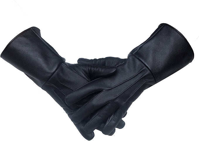 HyperionFlo Essentials Long Cuff Leather Gloves, Soft Leather Gauntlet Gloves for Costumes, Renaissance, Medieval & Stage Wear