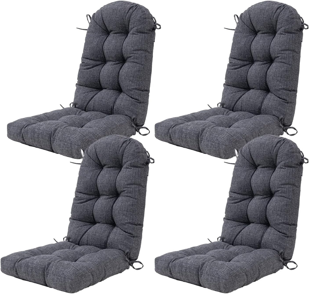 Outdoor Rocking Chair Cushion Set of 4 for Adirondack Chair, High Back Patio Outdoor Seat Chair Cushion 49x19in,Charcoal Black