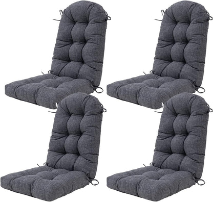 Outdoor Rocking Chair Cushion Set of 4 for Adirondack Chair, High Back Patio Outdoor Seat Chair Cushion 49x19in,Charcoal Black