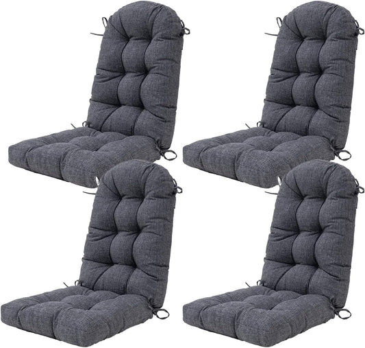 Outdoor Rocking Chair Cushion Set of 4 for Adirondack Chair, High Back Patio Outdoor Seat Chair Cushion 49x19in,Charcoal Black