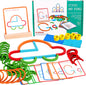 puzgic STEM Stick Rings Building Toy, 142-Piece Wooden Montessori Construction Set with Pattern Cards, Creative Learning Activity for Preschool & Kindergarten Kids Ages 3–6