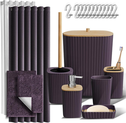Clara Clark Black Bathroom Set, Shower Curtain Set, Bathroom Accessory Set