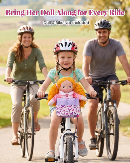 BABESIDE Doll Bike Seat for 12-Inch Dolls, Bicycle & Scooter Doll Carrier with Adjustable Straps, Soft Machine-Washable Fabric for Kids, 3.52 oz