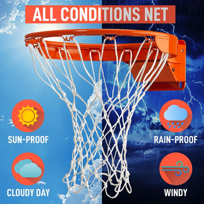 Ultra Sporting Goods Heavy Duty Basketball Net Replacement, 12-Loop All-Weather Anti-Whip Hoop Net for Standard 18-Inch Rims, White