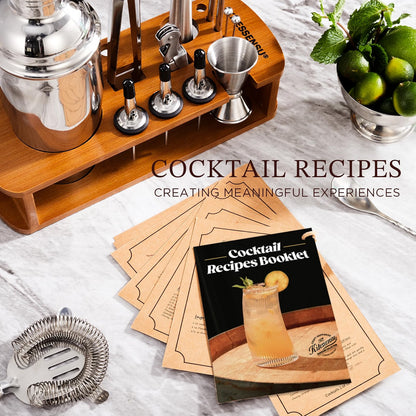 KITESSENSU Cocktail Shaker Set with Stand, 15-Piece Stainless Steel Bartender Kit, 25oz/750ml Martini Shaker with Jigger, Strainer, Spoon & Muddler, Silver