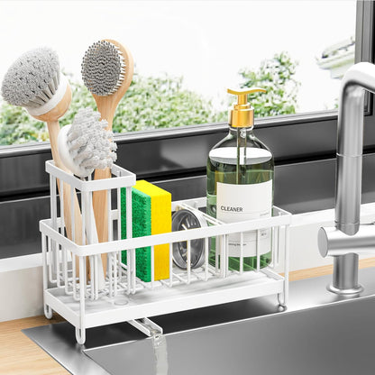 Cisily Kitchen Sink Sponge Holder & Brush Organizer Black
